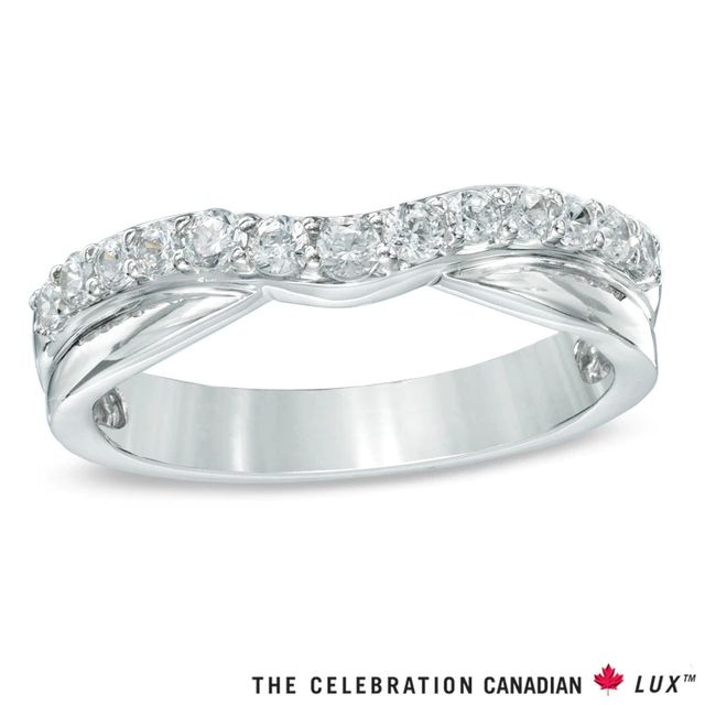 Celebration Canadian Lux® 0.40 CT. T.W. Certified Diamond Contour Wedding Band in 18K White Gold (I/SI2)|Peoples Jewellers