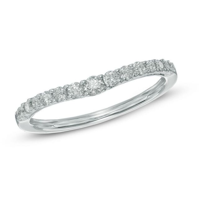 0.33 CT. T.W. Diamond Contour Wedding Band in 14K White Gold|Peoples Jewellers