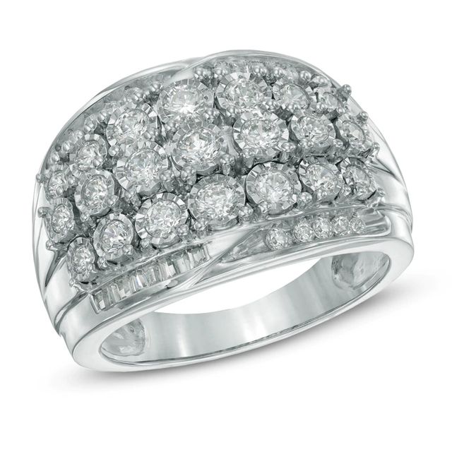 1.00 CT. T.W. Diamond Multi-Row Anniversary Ring in 10K White Gold