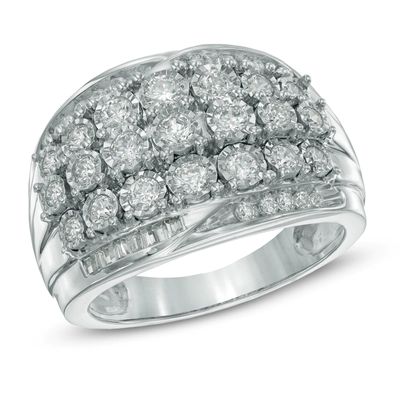 1.00 CT. T.W. Diamond Multi-Row Anniversary Ring in 10K White Gold|Peoples Jewellers