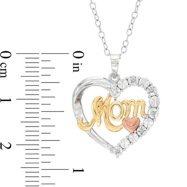 Diamond Accent "MOM" Heart Pendant in Sterling Silver and 14K Two-Tone Gold Plate|Peoples Jewellers