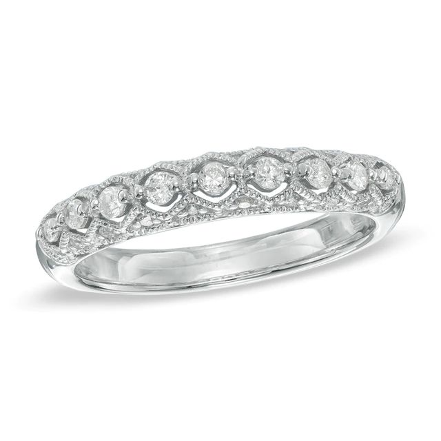 0.25 CT. T.W. Diamond Vintage-Style Anniversary Band in 10K White Gold|Peoples Jewellers