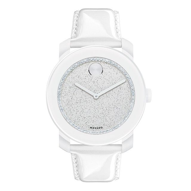 Ladies' Movado Bold® White Crystal Watch with Silver Glitter Dial (Model: 3600230)|Peoples Jewellers