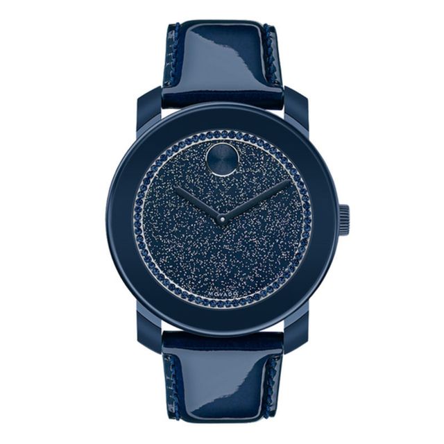 Ladies' Movado Bold® Navy Crystal Watch with Navy Glitter Museum® Dial (Model: 3600229)|Peoples Jewellers