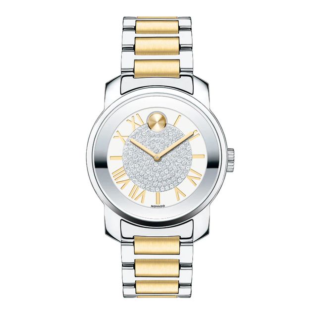 Ladies' Movado Bold® Luxe Crystal Accent Two-Tone Watch with Silver-Tone Dial (Model: 3600256)|Peoples Jewellers