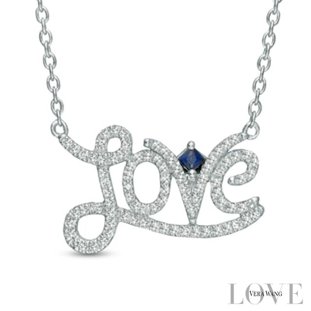 Vera Wang Love Collection 0.19 CT. T.W. Diamond "Love" Necklace in Sterling Silver