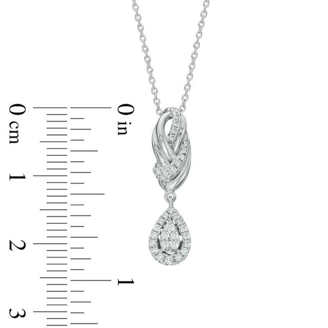 Vera Wang Love Collection 0.30 CT. T.W. Diamond Knot Drop Pendant in 14K White Gold|Peoples Jewellers