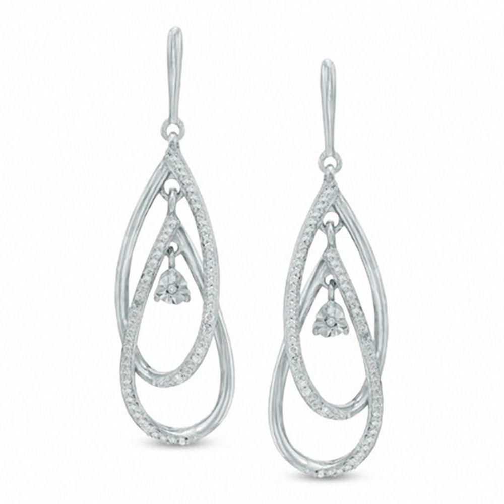 0.25 CT. T.W. Diamond Teardrop Dangle Earrings in Sterling Silver|Peoples Jewellers