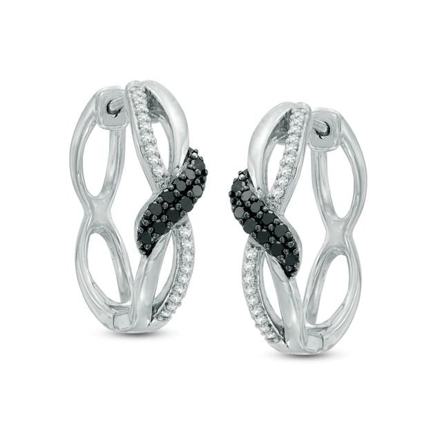 0.25 CT. T.W. Enhanced Black and White Diamond Overlay Twist Earrings in Sterling Silver|Peoples Jewellers