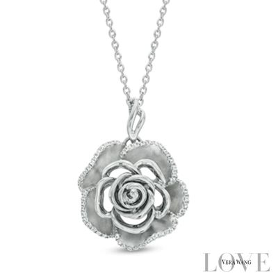 Vera Wang Love Collection 0.18 CT. T.W. Diamond Rose Pendant in Sterling Silver|Peoples Jewellers