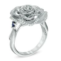 Vera Wang Love Collection 0.18 CT. T.W. Diamond and Blue Sapphire Rose Ring in Sterling Silver|Peoples Jewellers
