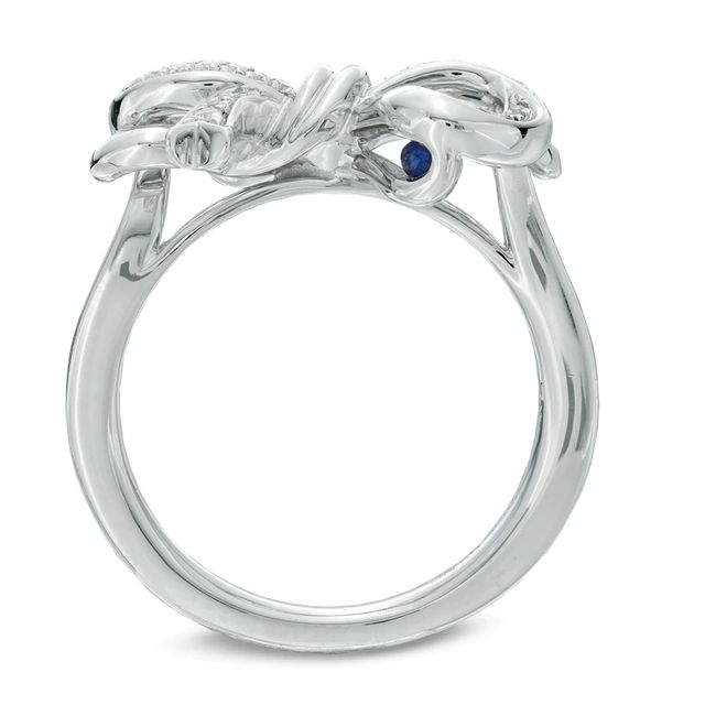 Vera Wang Love Collection 0.18 CT. T.W. Diamond and Blue Sapphire Rose Ring in Sterling Silver