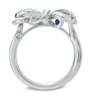 Vera Wang Love Collection 0.18 CT. T.W. Diamond and Blue Sapphire Rose Ring in Sterling Silver|Peoples Jewellers