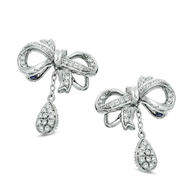 Vera Wang Love Collection 0.23 CT. T.W. Diamond Bow Drop Earrings in Sterling Silver|Peoples Jewellers