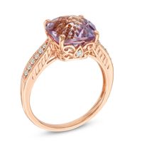 Rose de France Amethyst and Lab-Created White Sapphire Ring in Sterling Silver with 14K Rose Gold Plate|Peoples Jewellers