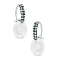 6.5-7.0mm Freshwater Cultured Pearl and Diamond Accent Drop Earrings in 10K White Gold|Peoples Jewellers
