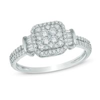 0.50 CT. T.W. Quad Diamond Double Frame Ring in 10K White Gold|Peoples Jewellers