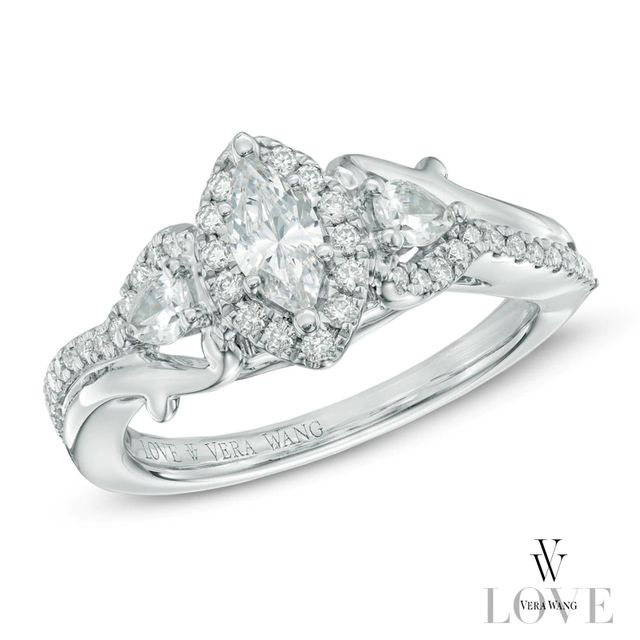 Vera Wang Love Collection 0.70 CT. T.W. Marquise Diamond Three Stone Ring in 14K White Gold|Peoples Jewellers
