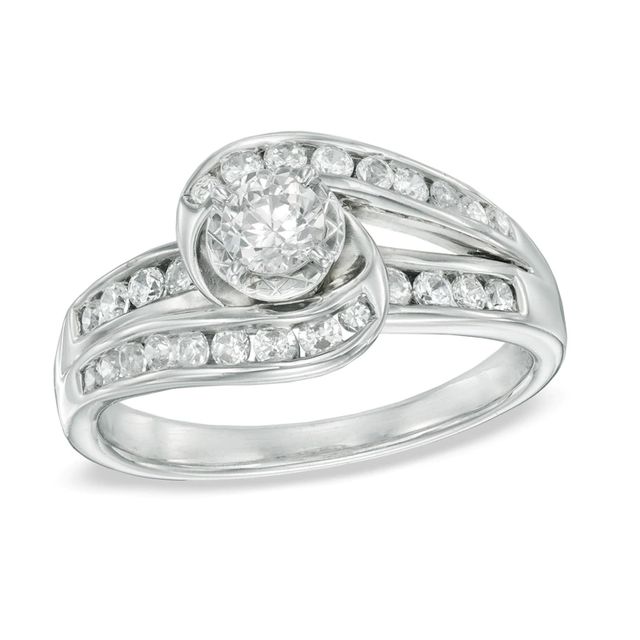 0.75 CT. T.W. Diamond Spiral Engagement Ring in 10K White Gold|Peoples Jewellers