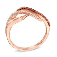 0.20 CT. T.W. Enhanced Cognac and White Diamond Split Waves Ring in 10K Rose Gold|Peoples Jewellers