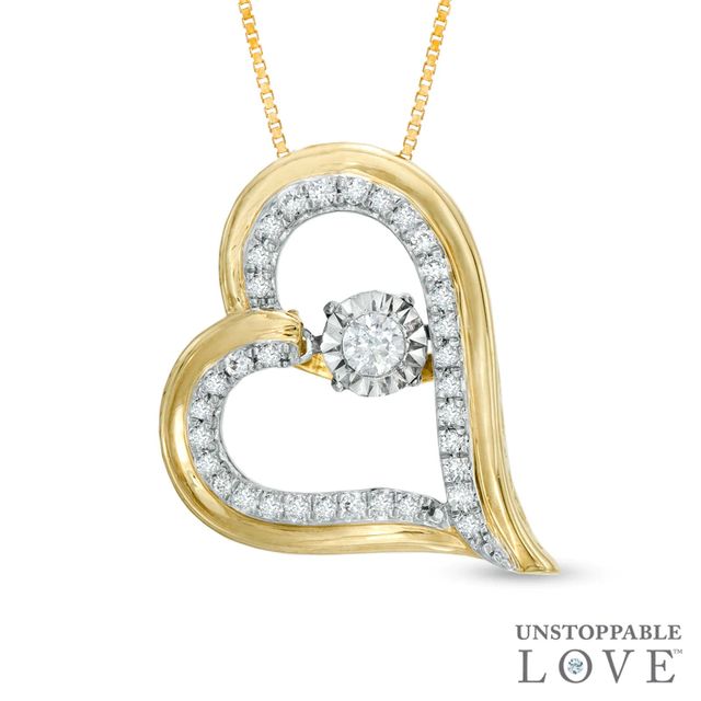 Unstoppable Love™ 0.33 CT. T.W. Diamond Tilted Heart Pendant in 10K Gold|Peoples Jewellers