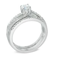 0.75 CT. T.W. Diamond Swirl Three Piece Bridal Set in 14K White Gold|Peoples Jewellers