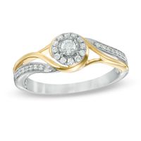 0.20 CT. T.W. Diamond Frame Swirl Promise Ring in 10K Two-Toned Gold|Peoples Jewellers