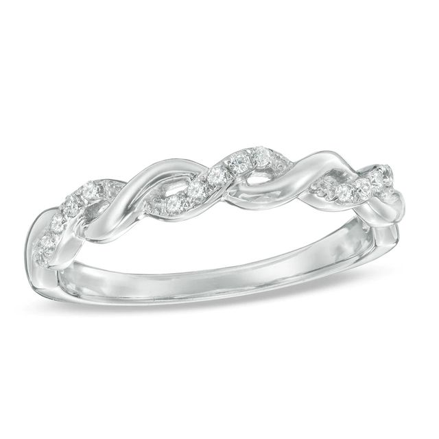 0.12 CT. T.W. Diamond Twisting Anniversary Band in 10K White Gold