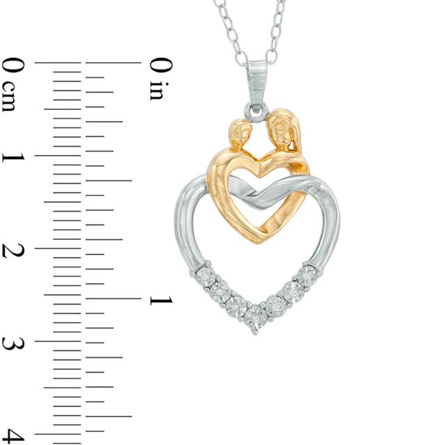 Diamond Accent Motherly Love Double Heart Pendant in Sterling Silver and 14K Gold Plate|Peoples Jewellers