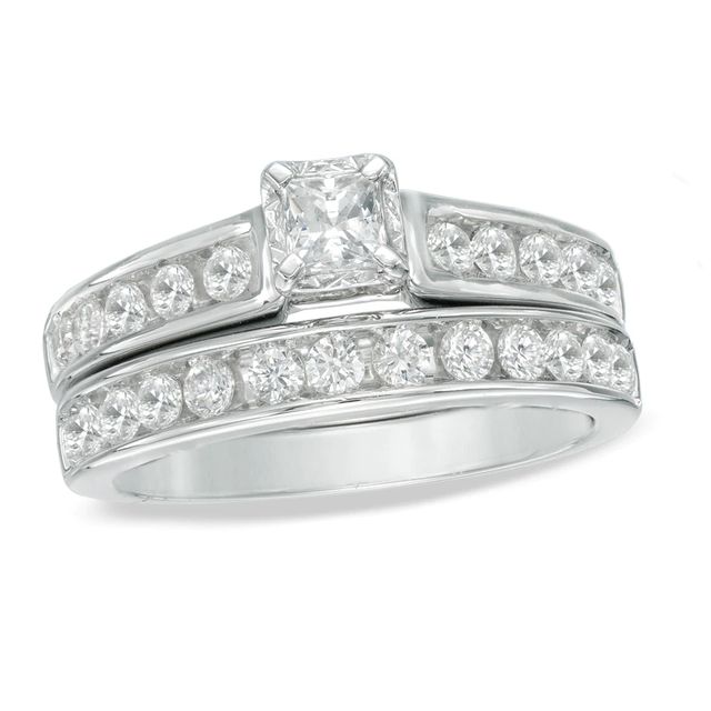 1.00 CT. T.W. Princess-Cut Diamond Bridal Set in 14K White Gold|Peoples Jewellers