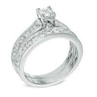 1.00 CT. T.W. Princess-Cut Diamond Bridal Set in 14K White Gold|Peoples Jewellers