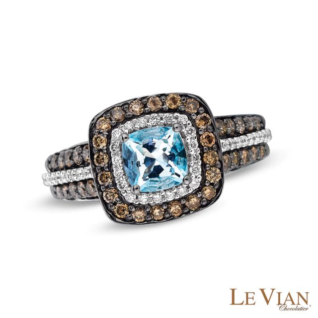 Le Vian® Sea Blue Aquamarine™ and 0.76 CT. T.W. Diamond Ring in 14K Vanilla Gold™|Peoples Jewellers