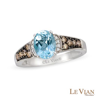 Le Vian® Sea Blue Aquamarine™ and 0.28 CT. T.W. Diamond Ring in 14K Vanilla Gold™|Peoples Jewellers