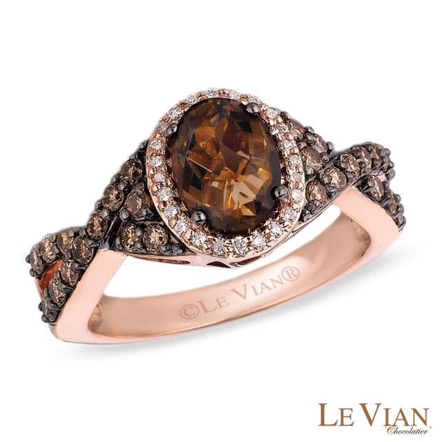 Le Vian® Chocolate Quartz™ and 0.66 CT. T.W. Diamond Ring in 14K Strawberry Gold™|Peoples Jewellers