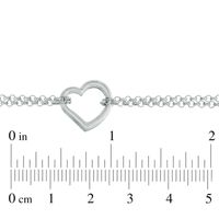 Double Chain Heart Anklet in 14K White Gold - 10"|Peoples Jewellers