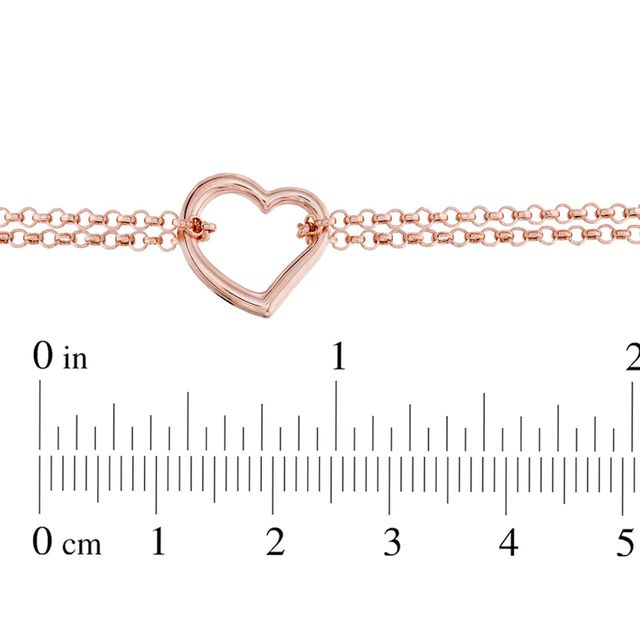 Double Chain Heart Anklet in 14K Rose Gold - 10"|Peoples Jewellers