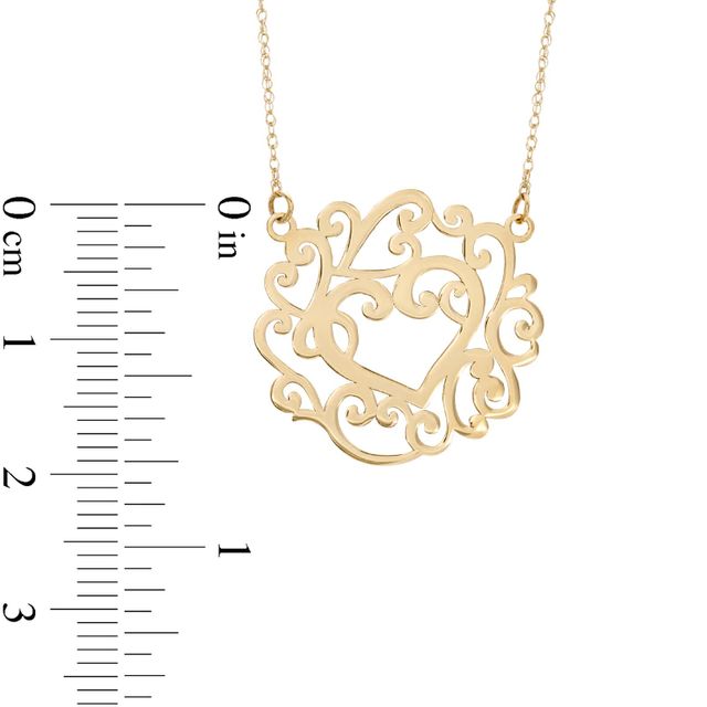 Filigree Heart Necklace in 10K Gold