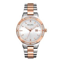 Ladies' Bulova Diamond Collection Two-Tone Watch with Silver Dial (Model: 98R169)|Peoples Jewellers