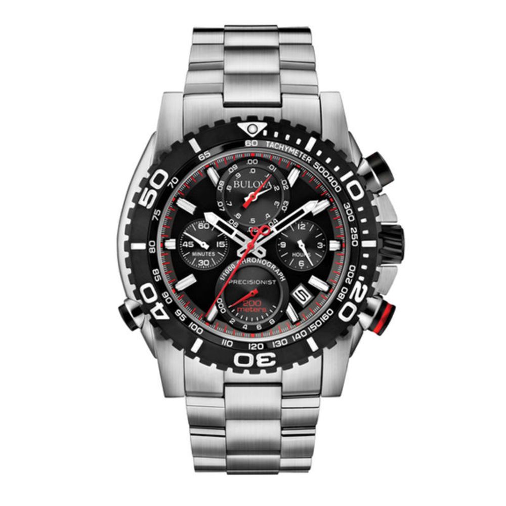 Men's Bulova Precisionist Chronograph Watch with Black Dial (Model: 98B212)|Peoples Jewellers