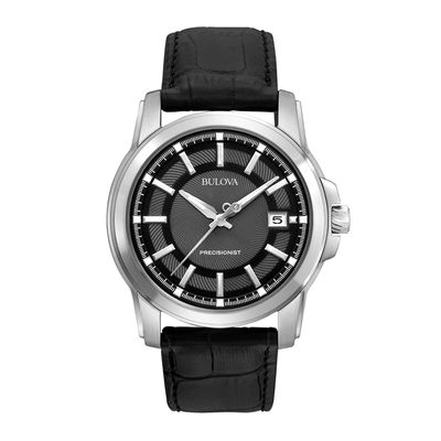 Men's Bulova Precisionist Strap Watch with Black Dial (Model: 96B158)|Peoples Jewellers