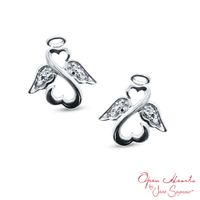 Open Hearts by Jane Seymour™ Diamond Accent Wings and Halo Stud Earrings in Sterling Silver|Peoples Jewellers