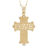 Diamond Accent "LOVE" Cross Pendant in 10K Gold|Peoples Jewellers