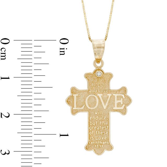 Diamond Accent "LOVE" Cross Pendant in 10K Gold|Peoples Jewellers