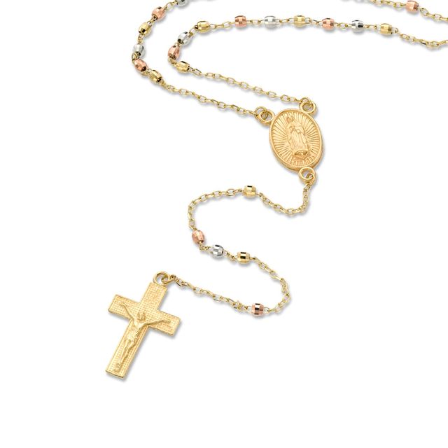 Rosary Necklace in 10K Tri-Tone Gold - 17"|Peoples Jewellers