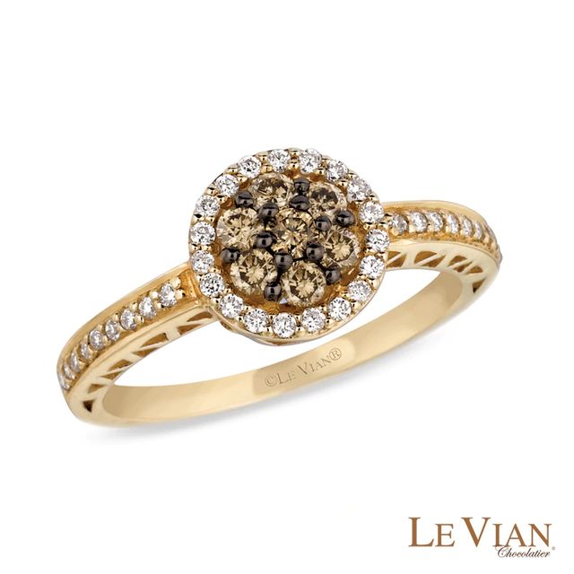 Le Vian Chocolate Diamonds® 0.50 CT. T.W. Diamond Frame Cluster Ring in 14K Honey Gold™|Peoples Jewellers