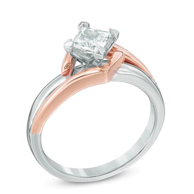 0.50 CT. Certified Princess-Cut Diamond Solitaire Engagement Ring in 14K Two-Tone Gold (J/I2)