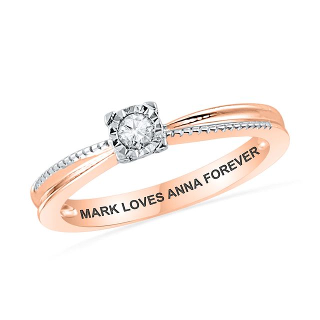 1/10 CT. T.W. Diamond Promise Ring in 10K Rose Gold (22 Characters)|Peoples Jewellers