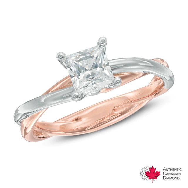 0.58 CT. Certified Canadian Princess-Cut Diamond Solitaire Ring in 14K Two-Tone Gold (I/I1)|Peoples Jewellers