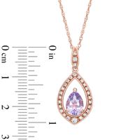 Pear-Shaped Rose de France Amethyst and Lab-Created White Sapphire Pendant in Sterling Silver with 14K Rose Gold Plate|Peoples Jewellers