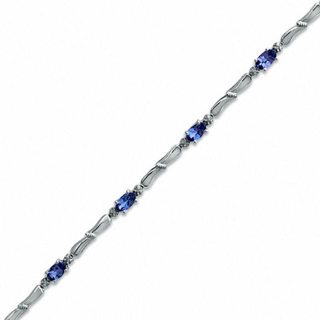 Oval Tanzanite and Diamond Accent Bracelet in Sterling Silver|Peoples Jewellers